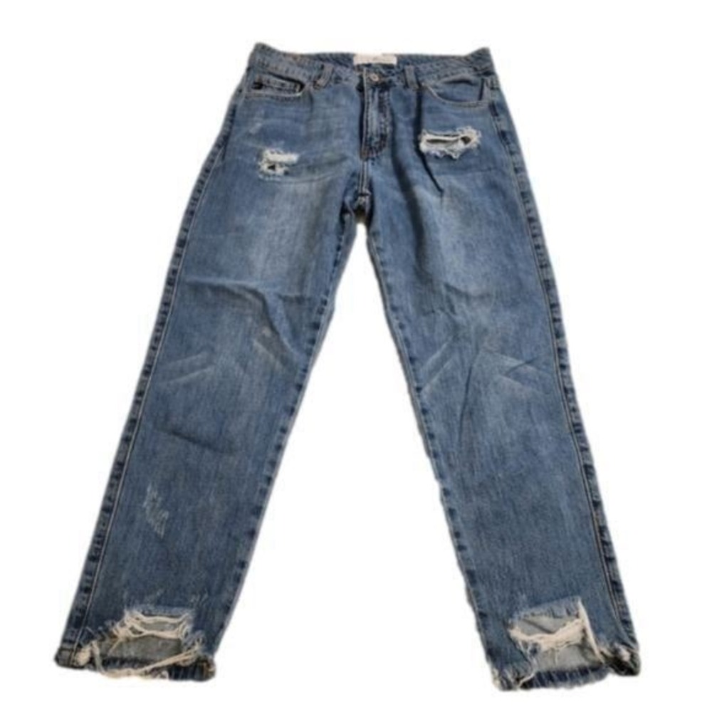 KanCan destroyed distressed‎ boyfriend cropped jeans size 5 26